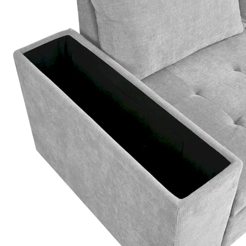 3-Seater Convertible Polyester Sofa Bed with Storage