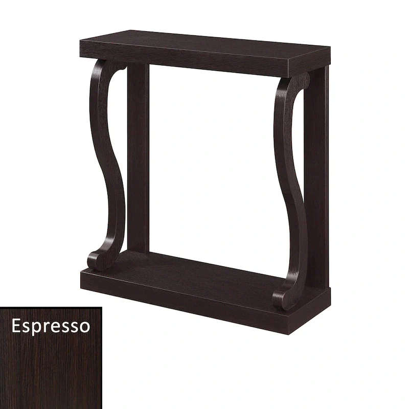 Espresso / Mahogany / White 2-Tier Console Table with Curved Sides – Single