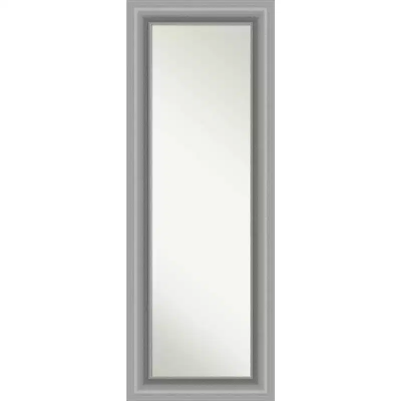 Amanti Art 20" x 54" Non-Beveled Peak Polished Nickel Full Length on The Door Mirror : Includes Mounting Hardware, Rectangle Shape