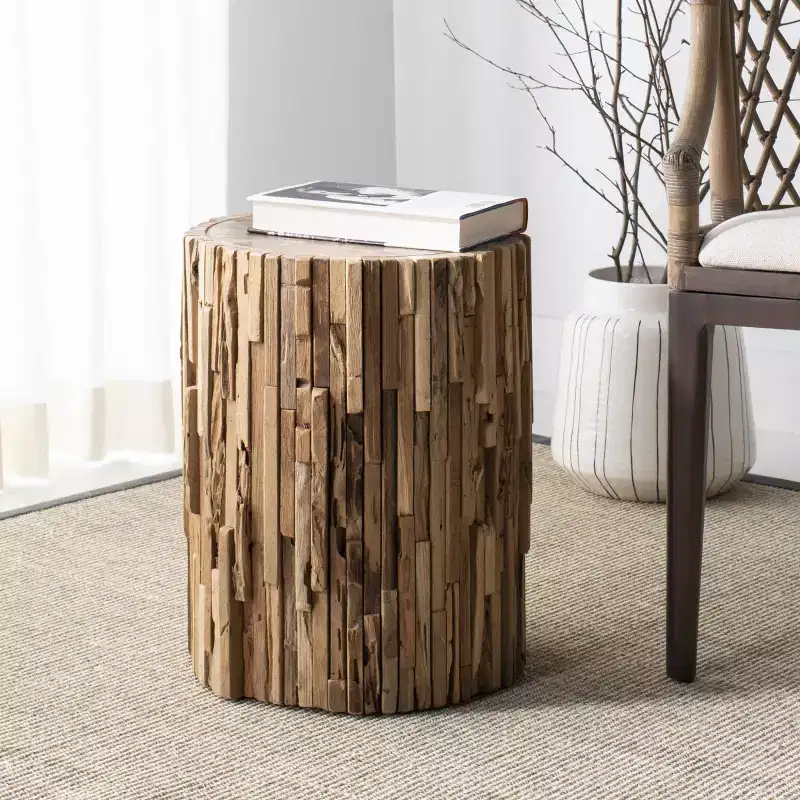 Minadoka Rnd Stool - FOX1008 - Medium Oak - Safavieh Couture