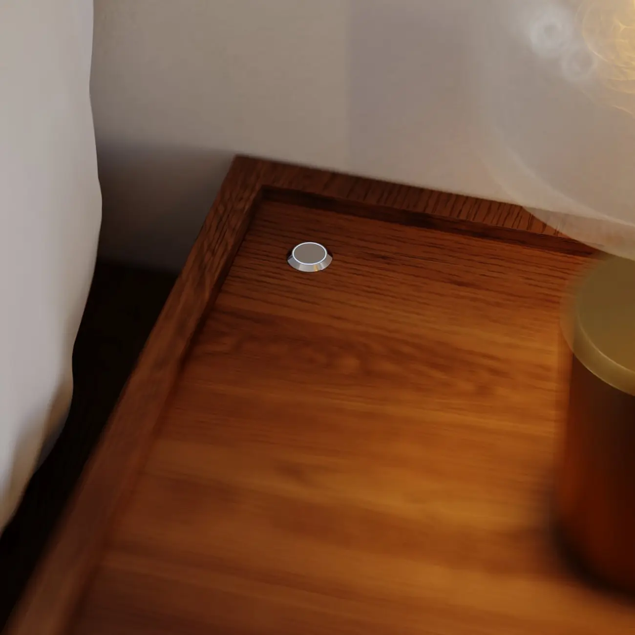 LED Wireless Charging Walnut Floating Nightstand Set of 2