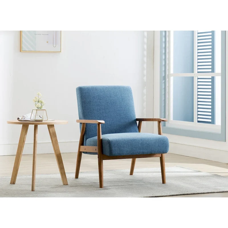 Gelso Fabric Accent Chair with Rubberwood Legs