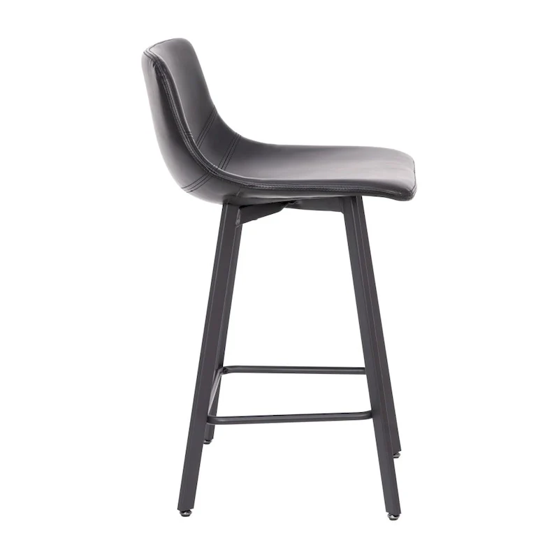 Set of 2 Armless Upholstered Metal Counter Stools