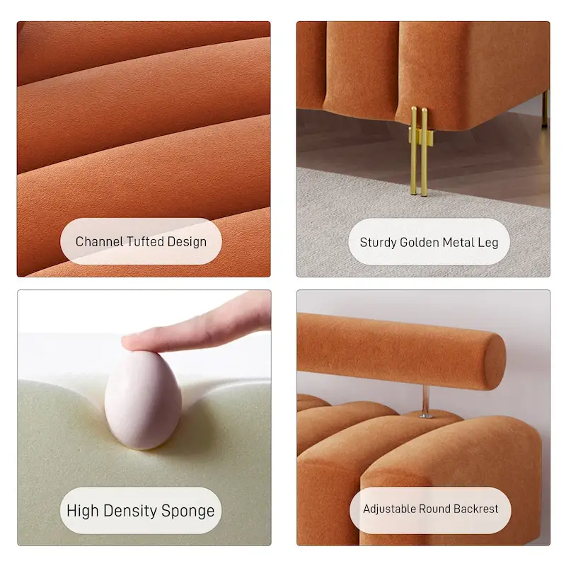 Ouyessir 52.2 Modern Channel Tufted Window Bench with Adjustable Back