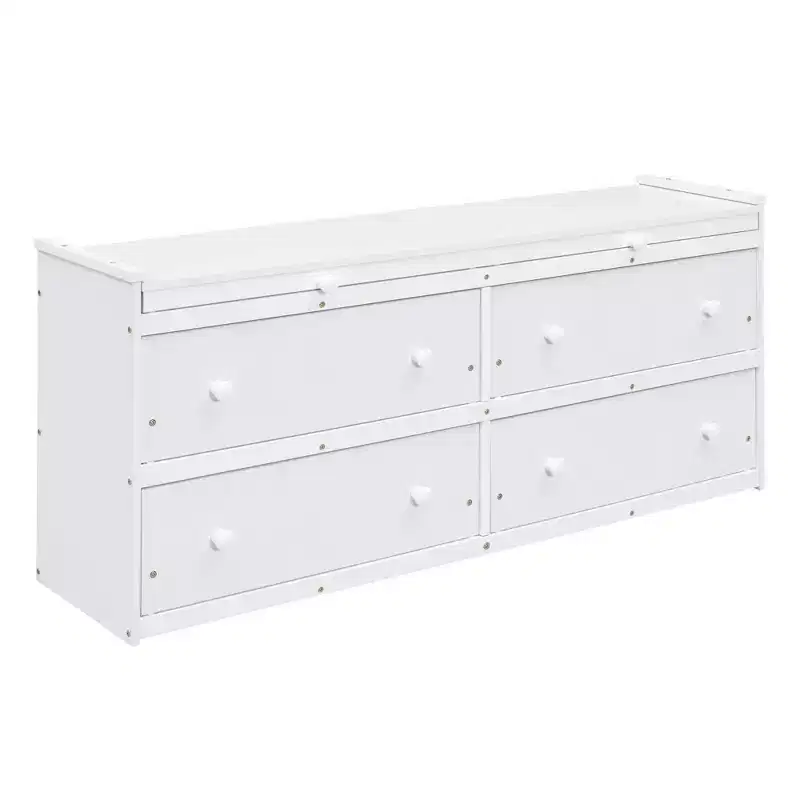 Luxystar Low Loft Bed with Desk, 4 Drawers and Bookcase