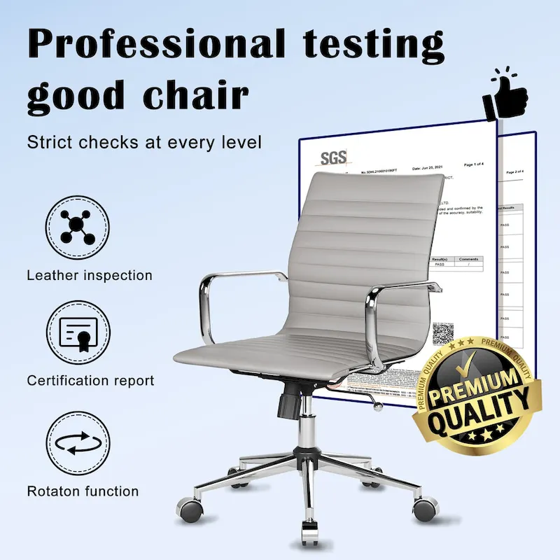 Black Ribbed Swivel Office Chair with Tilt Function