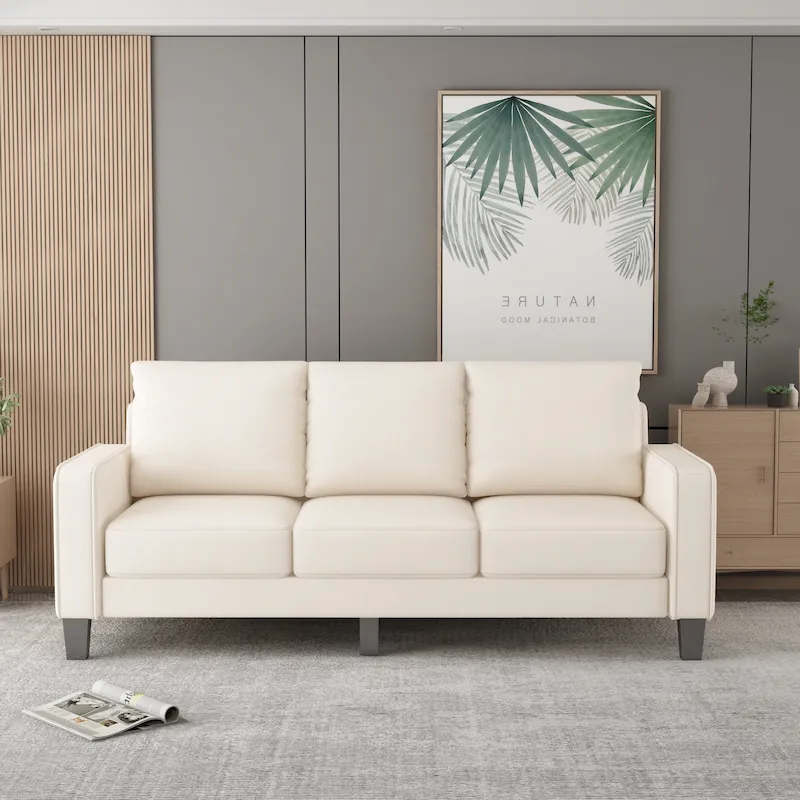 Beige / Grey / Grey & Black 3-Seater Fabric Sofa with Storage
