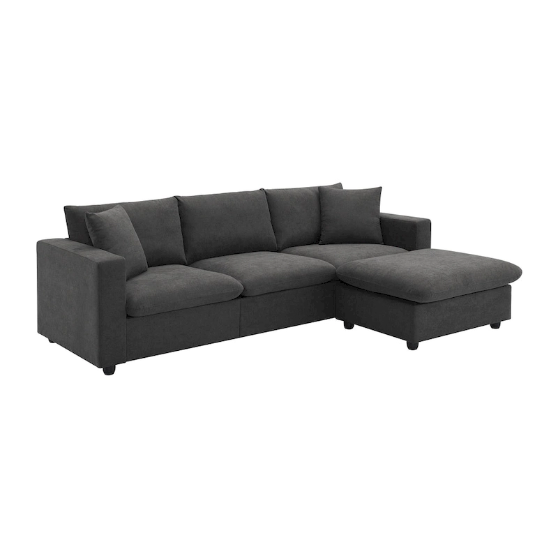 100.4 L-Shaped Polyester Sectional Sofa with 4-Seat Convertible Couch and Ottoman & Pocket Spring Cushions (300lb Capacity)