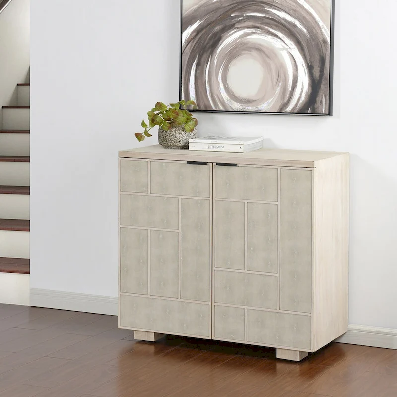 Adeline Cabinet - Two Shagreen Finished Doors - Light Cream Finish
