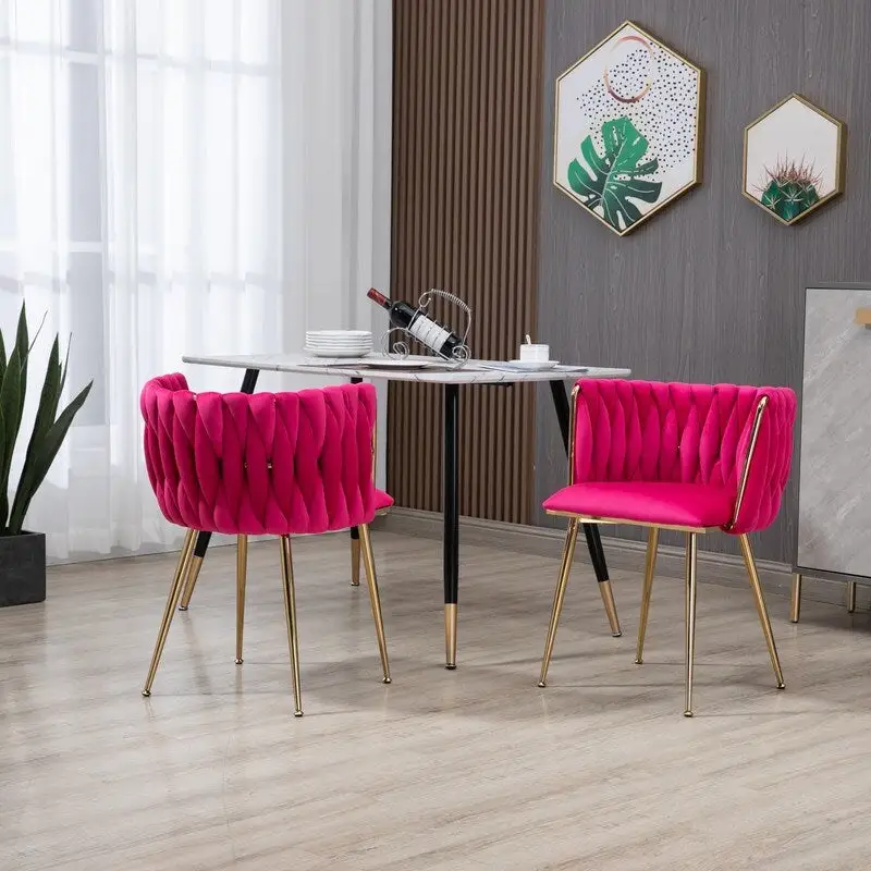 SEYNAR Modern Glam Velvet Dining Side Chair Set of 2 with Gold Metal Frame