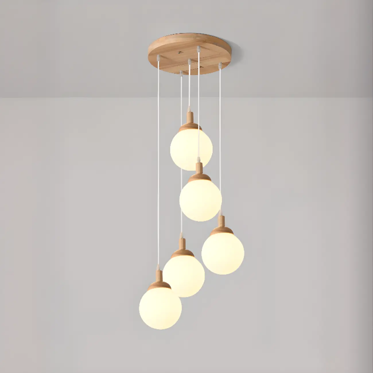 Milk Glass Cluster Pendant Light With Adjustable Length