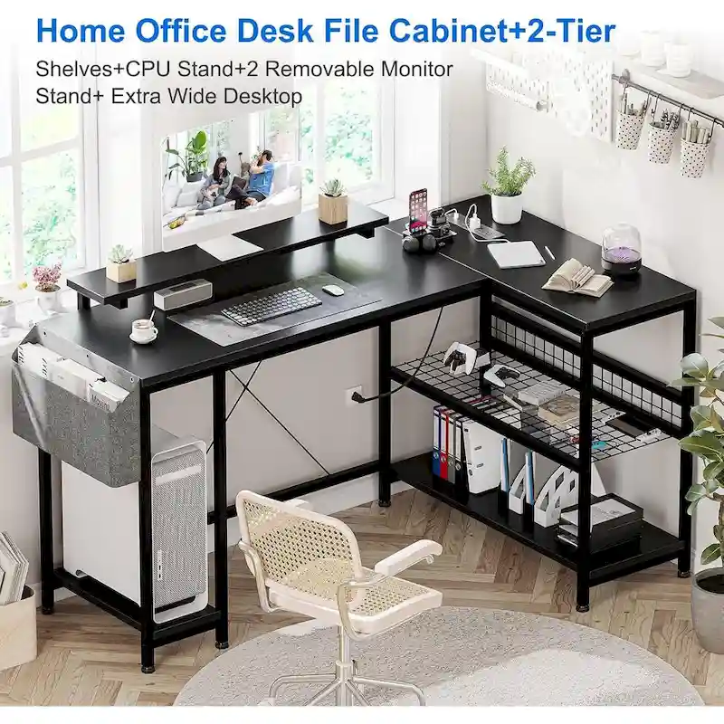 Small Gaming Desk with Power Outlets