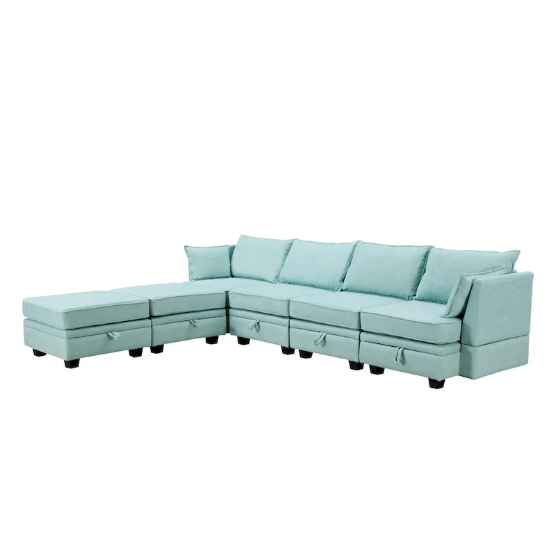 Modern U-Shape Modular Sectional Sofa, Convertible Sofa Bed with Reversible Chaise