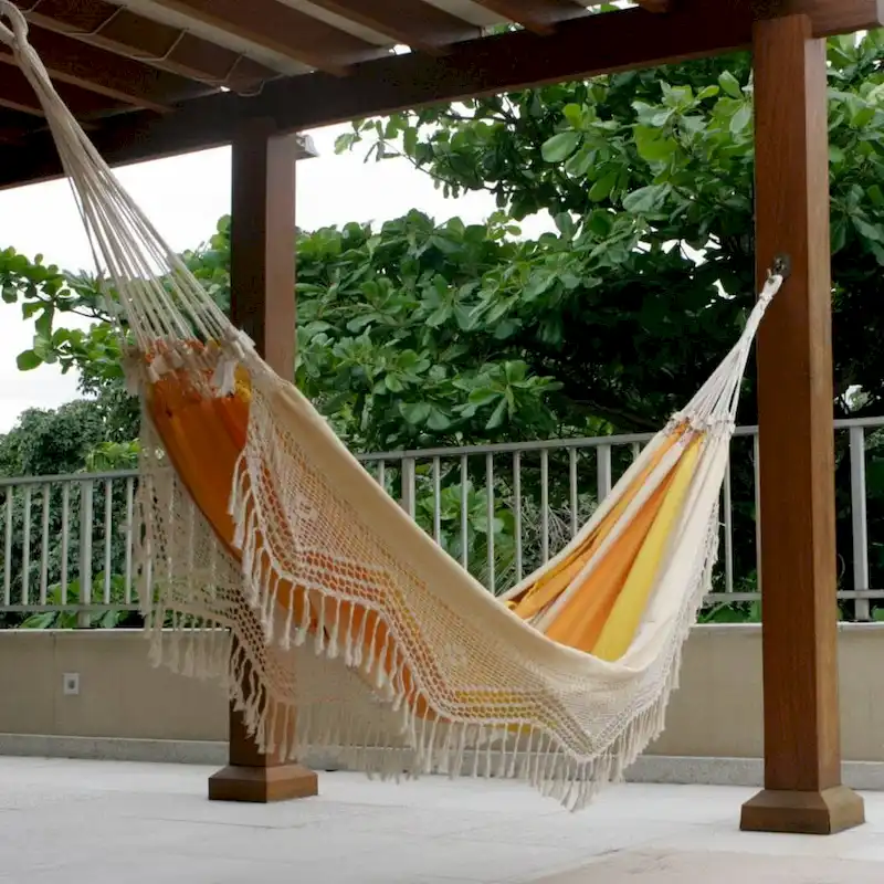 NOVICA Handmade Striped Macrame Double Hammock (Brazil)