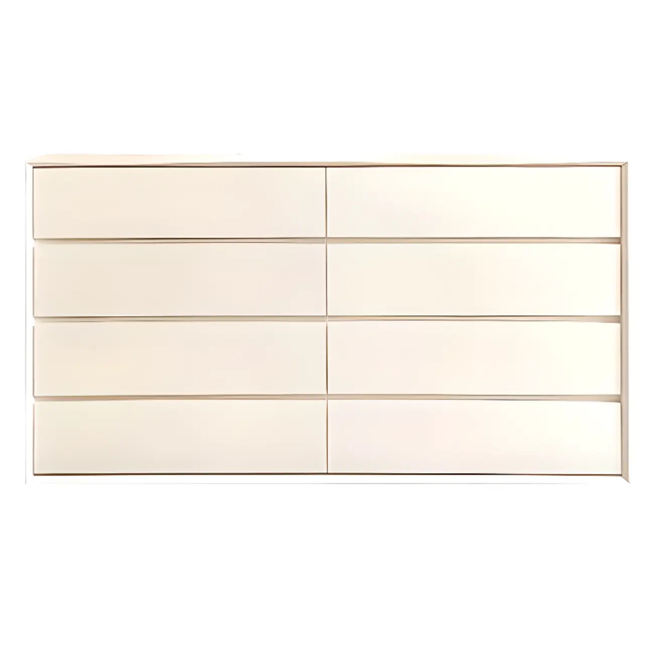 Modern White Wooden Double Dresser with Soft-Close Drawers