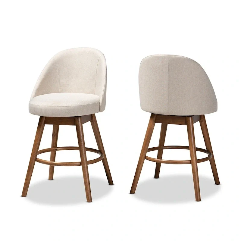 Mid-Century Modern Swivel 2-Piece Counter Stool Set