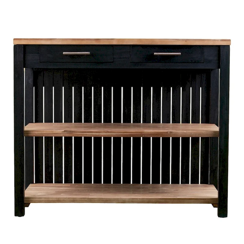 SEI Furniture Berhill Transitional Black Wood Expandable Kitchen Island