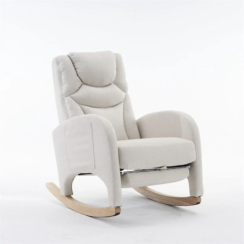 Ergonomic Fabric Nursery Rocking Chair With Adjustable Footrest
