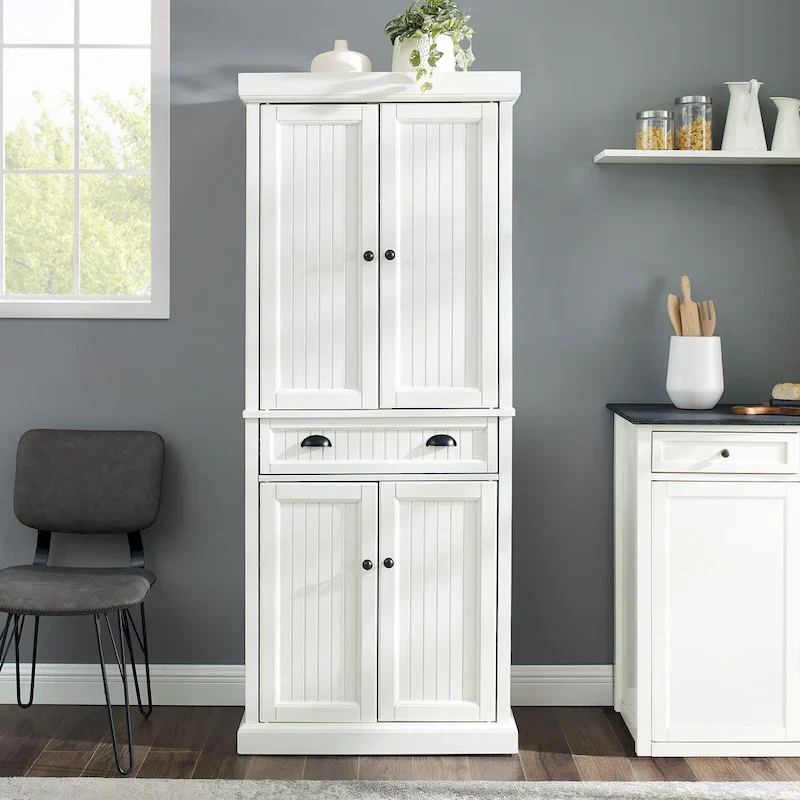 Distressed White Kitchen Pantry