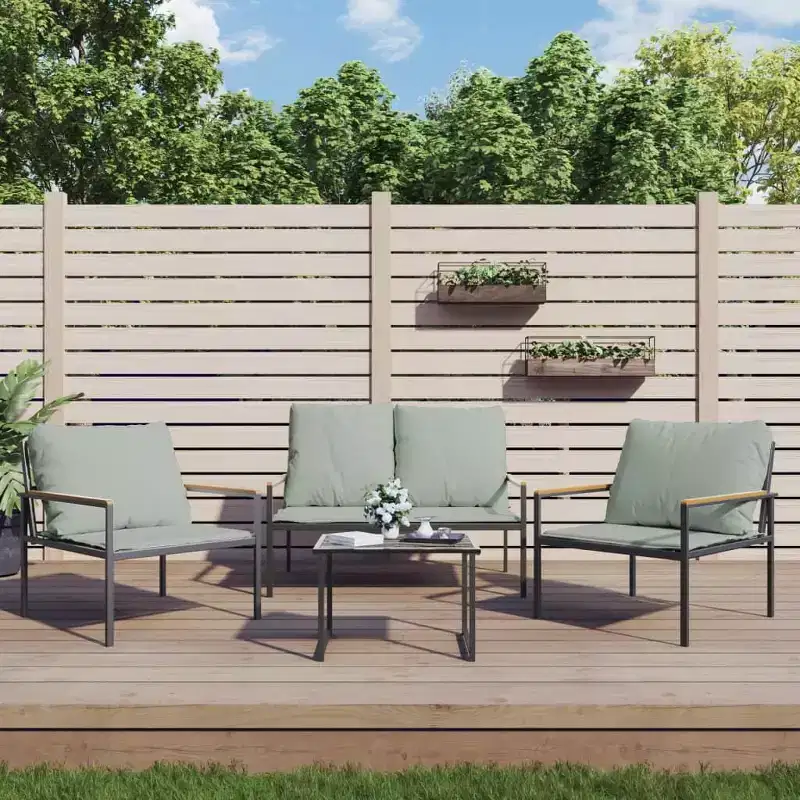 vidaXL 4 Piece Patio Lounge Set with Cushions Anthracite Steel