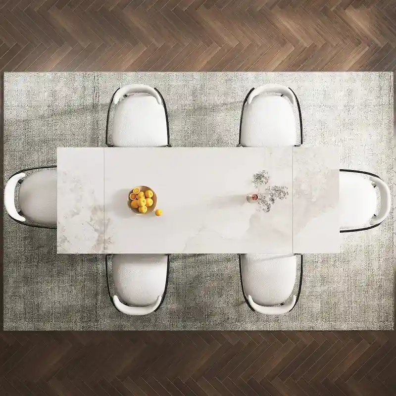 94.48 Rectangular Extendable Sintered Stone Dining Table