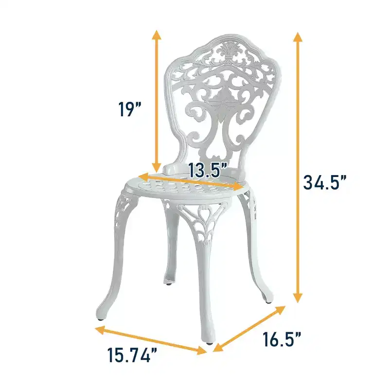 CLIHOME 3-Piece Cast Aluminum Bistro Table and Chairs Set