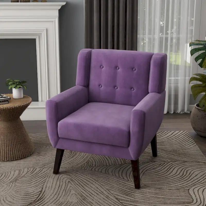Velvet Upholstered Armchair Tufted Accent Chair