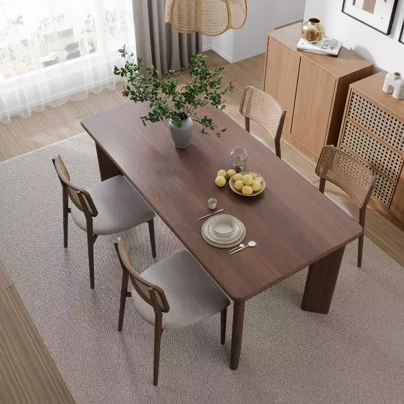 PexFix 67 Rectangle Dining Table for 4-6 Wood Kitchen Table with Scratch-Resistant Top & Solid Legs Modern Farmhouse for Living Room Kitchen Walnut