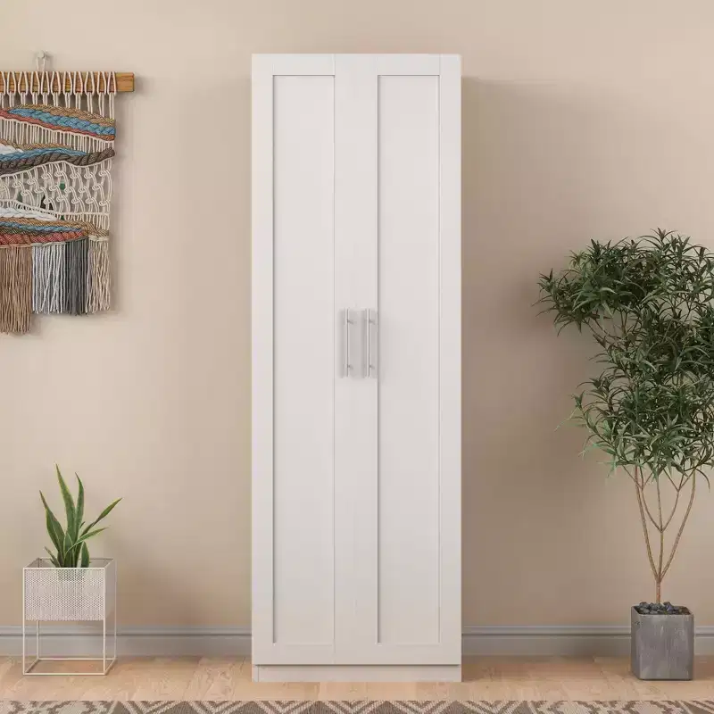 Okak Modern Tall Cabinet, Freestanding Pantry Cabinet with 2 Doors and 4 Shelves, Storage Cabinet for Living Room, Dining Room, Kitchen