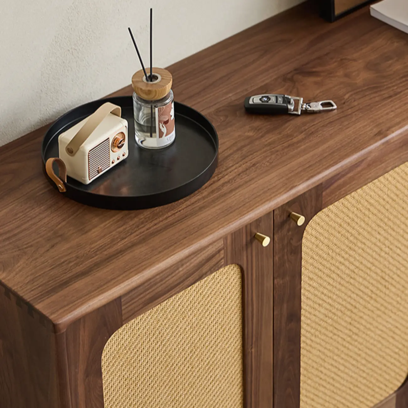 Bohemian Brown Solid Wood Entryway Shoe Cabinet