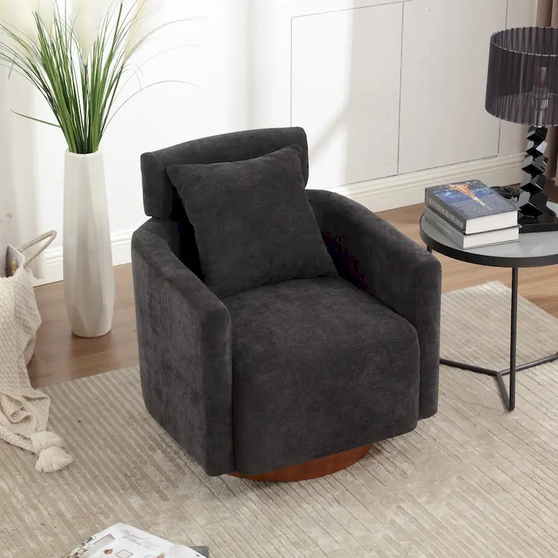 360 Degree Accent Swivel Chair,Chenille Upholstered Arm Chair