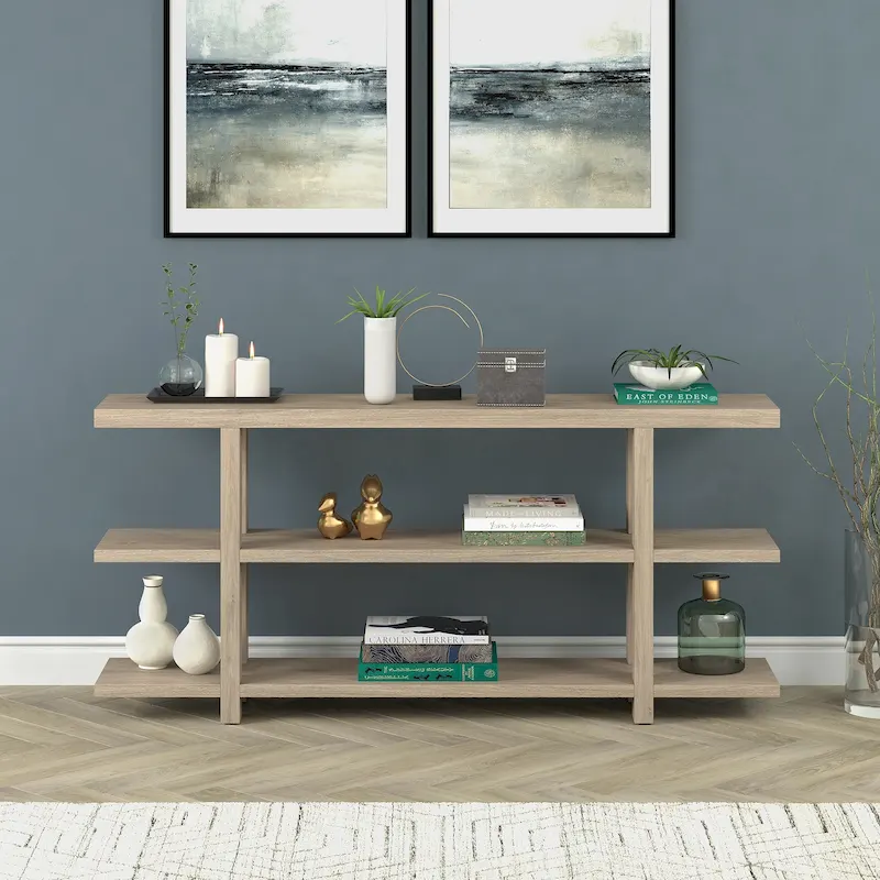 Rectangular Console Table with Storage Shelf