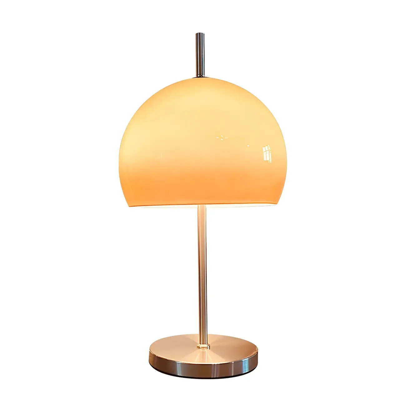 Caramel Gradient Glass Dome Table Lamp Stainless Steel Base