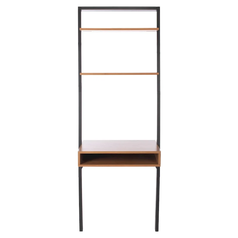 Leaning Desk with 2 Shelves - Black Ladder Style Home Office Desk 76.9