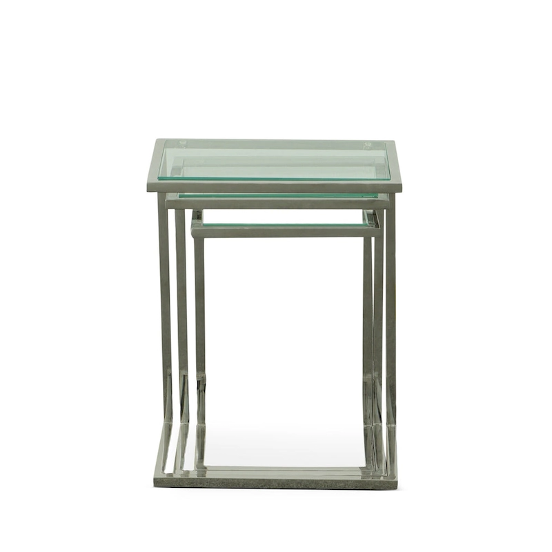Carolina Living Addison Nesting Table Set - Glass Top - Chrome Base