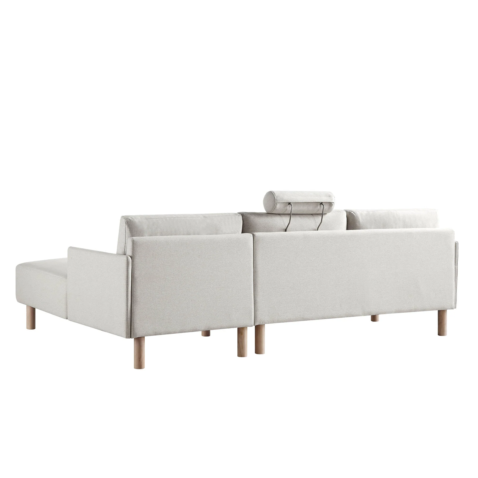 Oatmeal Fabric Sofa, Large 3-Seater Chaise Sofa Right Hand Facing