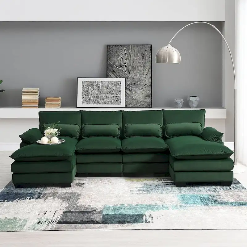 White/Grey/Green/Blue/Black U-Shaped Sectional Sofa, Modular, 6-Seat
