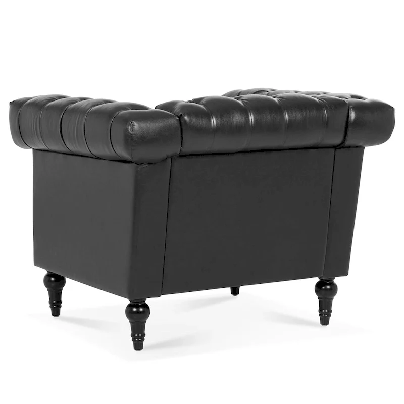 Black Modern 39 Tufted Accent Chair with Nailheads