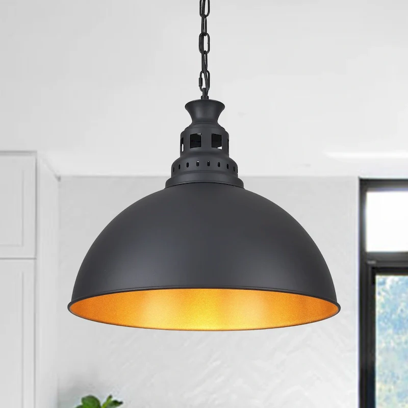1-Light Industrial Pendant Light with Metal Shade for Bedroom Dining Room Kitchen