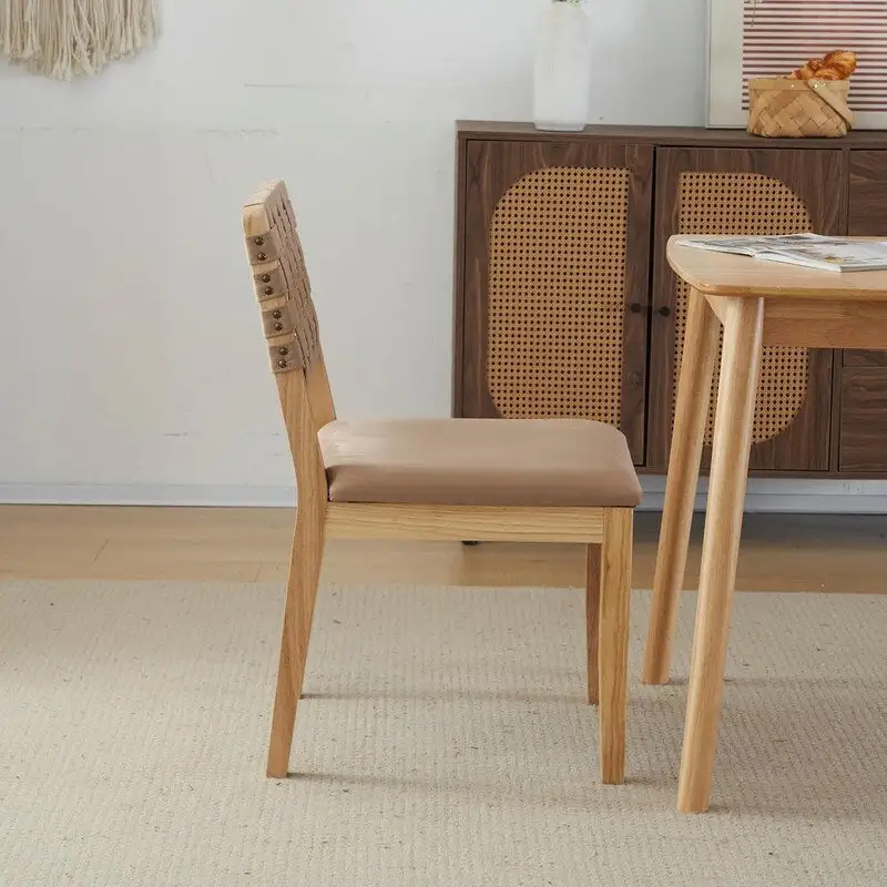 Mid Century Modern Wooden Dining Chairs Set of 2