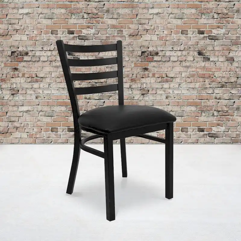 2 Pack Ladder Back Metal Restaurant Chair - 16.5