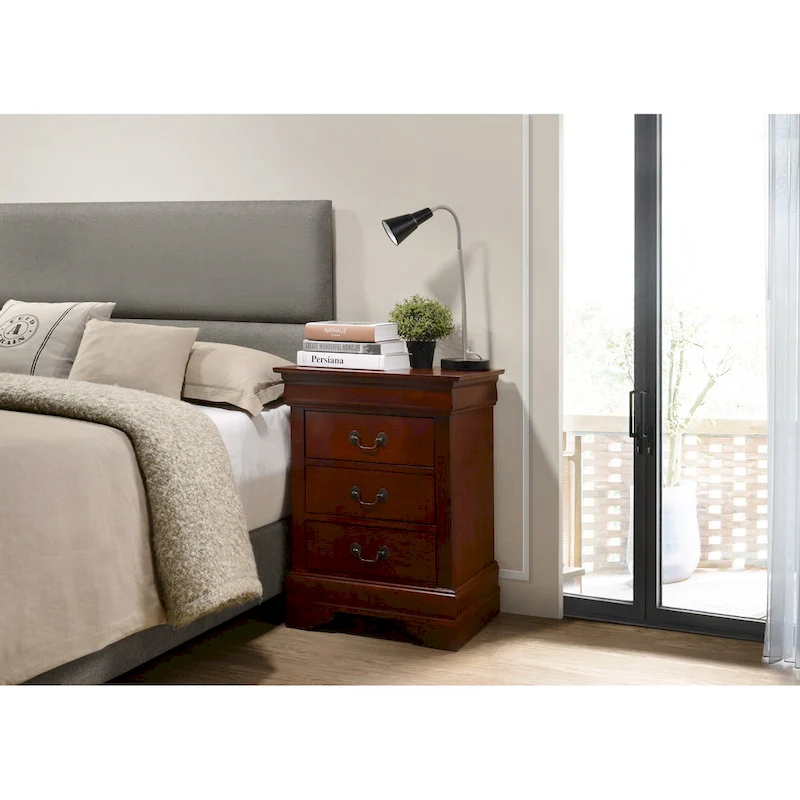 Wood 3 Drawer Nightstand