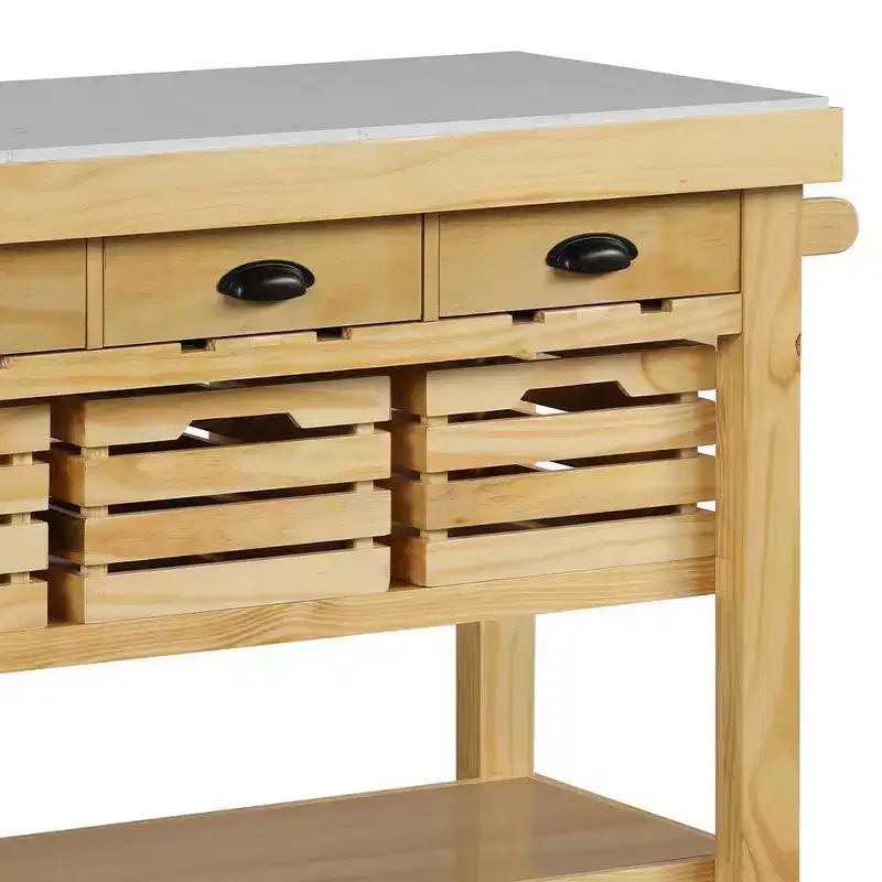Acme Furniture Grovaam Kitchen Island Marble Top/Natural Finish