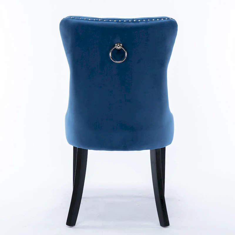 Modern Set of 2 Velvet Tufted Dining Chair with Wood Legs and Nailhead Trim