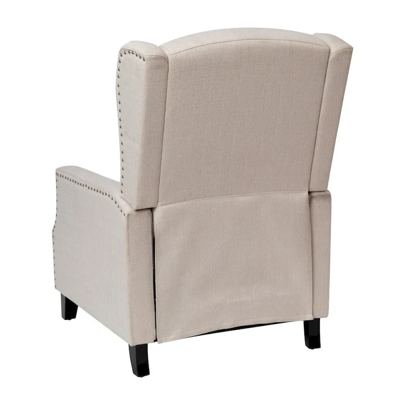 Push Back Wing Back Pocket Spring Recliner with Side Accent Nail Trim