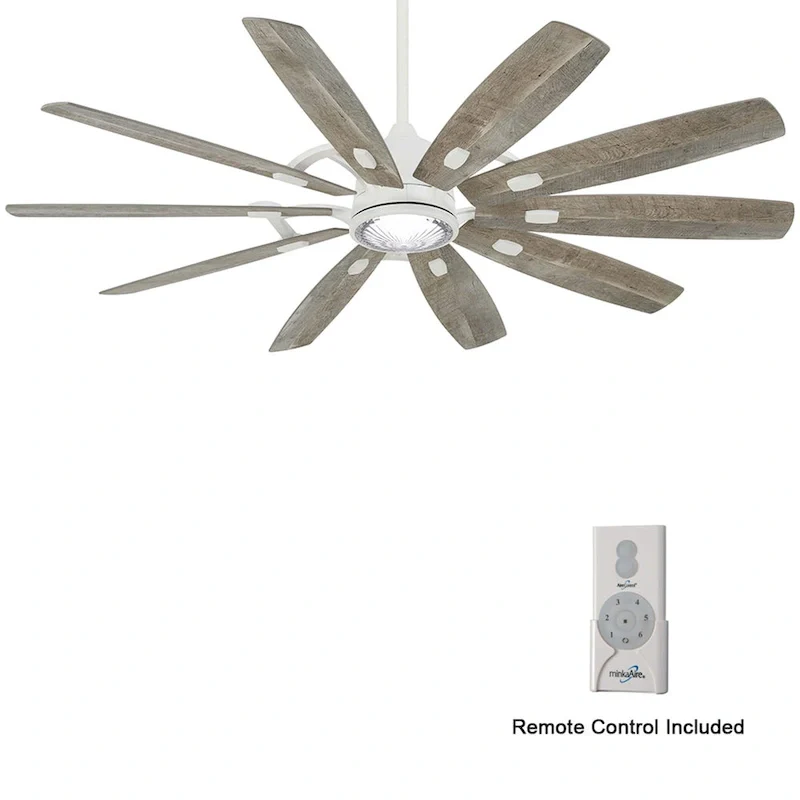 Minka Aire Barn Flat White 10 Blade 65 Inch Ceiling Fan With LED Light