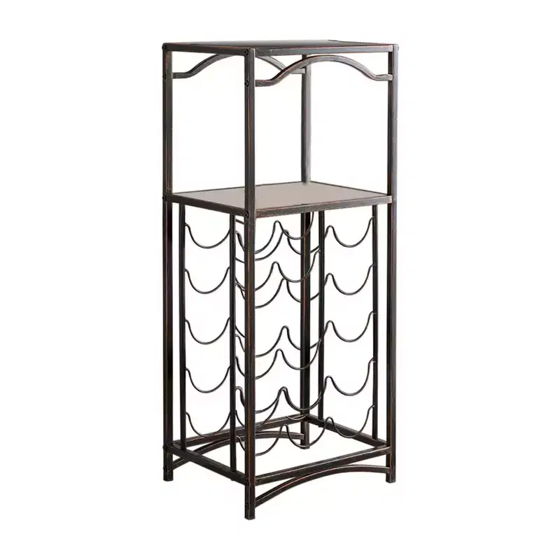 Kings Brand Furniture Biola 15 Bottle Capacity Metal Wine Rack Storage Organizer, Brushed Copper