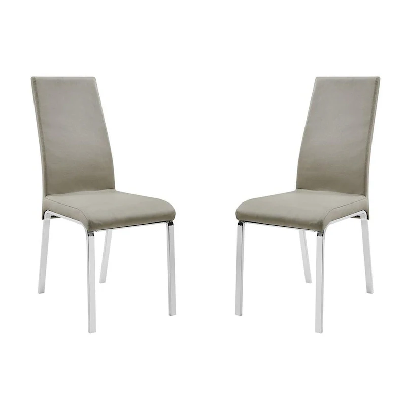Taupe / White Top Grain Leather Dining Chair, Set of 2