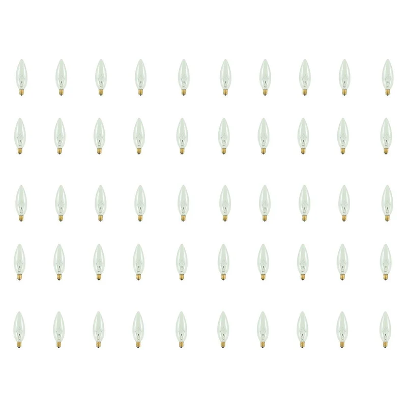 Bulbrite Pack of (50) Dimmable Clear B10 Candelabra (E12) Incandescent Bulb
