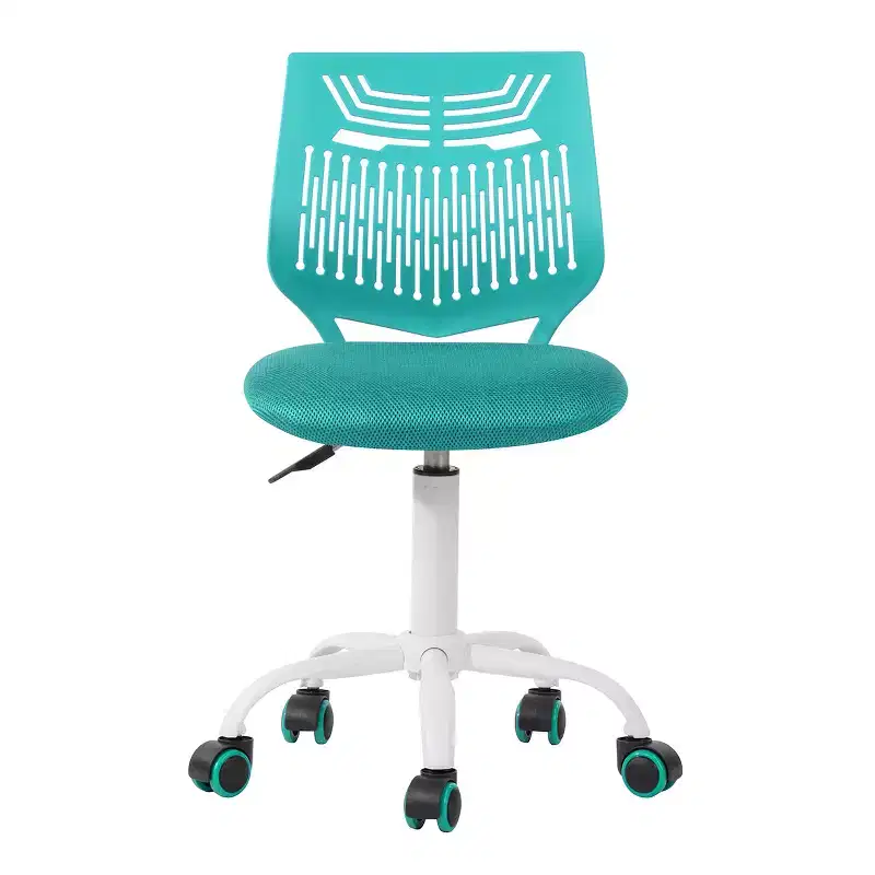 FurnitureR Desk Chair Armless, Adjustable Home Office Task Chair with Mesh Padded Cushion, Swivel Study Computer Chair with Rolling Wheels , Green